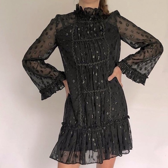 Max Studio Dresses & Skirts - Max Studio Black Sheer Long Sleeve Dress